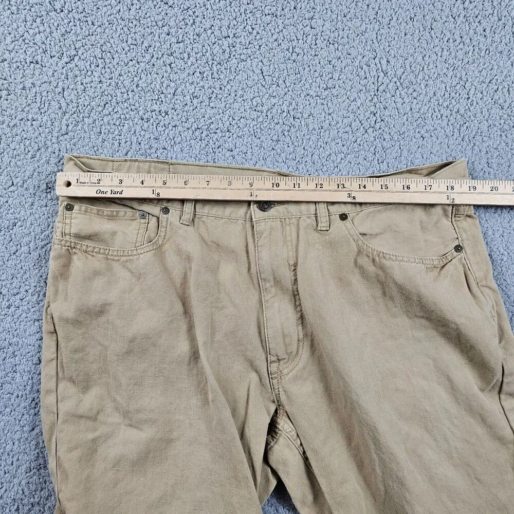 Polo Ralph Lauren Jeans Mens 38x27 Beige Linen Cotton Straight Casual Preppy